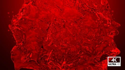 Dynamic Red Fluid Splash Animation with Alpha Channel