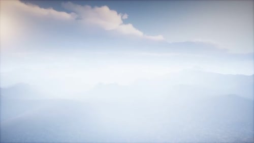 Volcano Crater Landscape with Fog