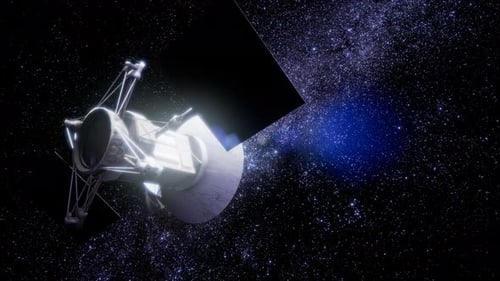 Futuristic Space Probe Moving Through Deep Space