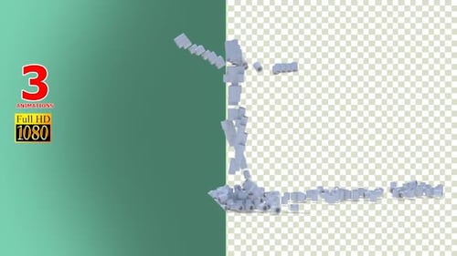 Abstract Block Human Figure Disintegration and Reintegration