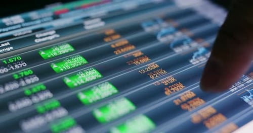 Stock market data on tablet