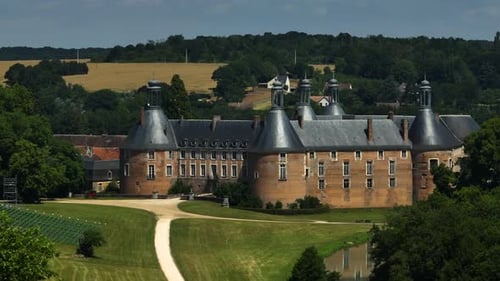 France Old Castle Drone Aerial View