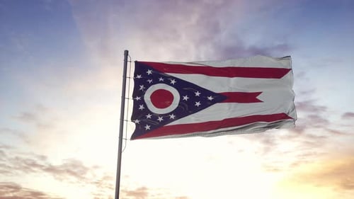 Realistic Waving Ohio State Flag Animation