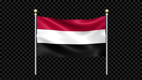 Waving Yemen Flag Seamless Loop with Alpha Channel