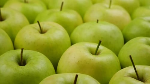 Rotating Dolly Shot of Fresh Green Apples