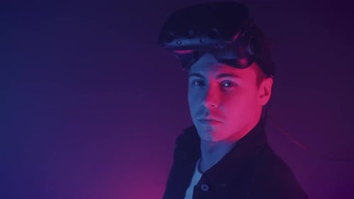 Young Adult Wearing a VR Headset