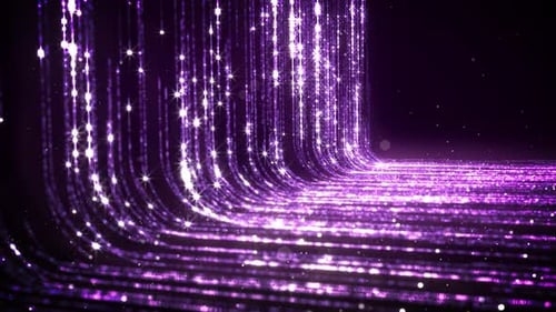 Abstract Purple Glitter Particles Flowing Motion Background