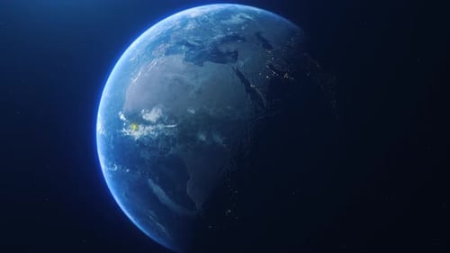 Earh Zoom In Space To Liberia Country Alpha Output