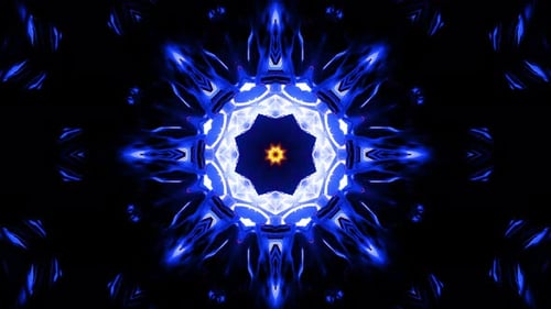 Vibrant Blue Abstract Kaleidoscope Glowing Pattern