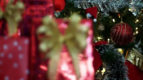 Festive Christmas Tree and Presents Holiday Scene