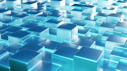 Abstract Blue Metallic Background From Cubes