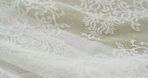 Elegant White Lace Fabric Close Up