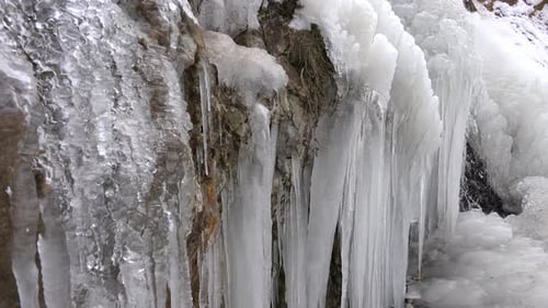 Icy Waterfall on a Cold Winter Day