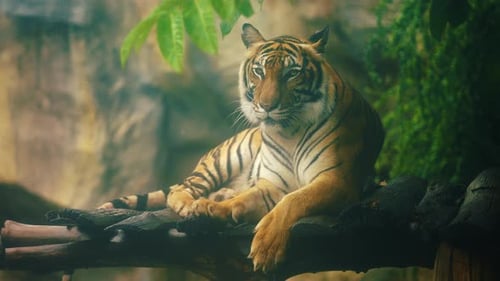 bengal tiger resting in the forest