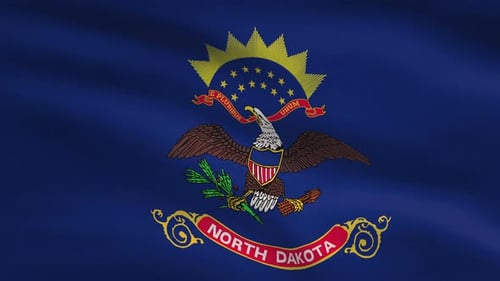 Realistic North Dakota State Flag Waving Animation