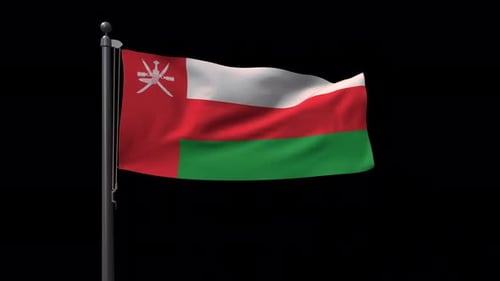 Realistic Oman Flag Waving with Alpha Channel Seamless Loop