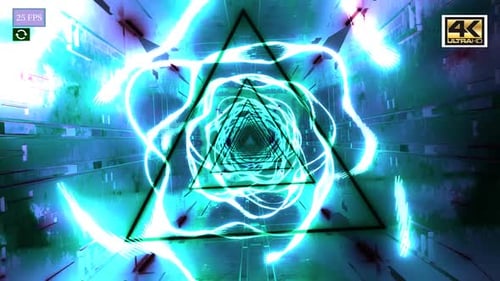 Abstract Neon Light Tunnel Loop Background