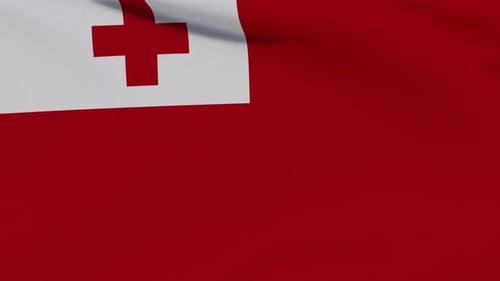 Tonga National Flag Waving Loop with Realistic Fabric
