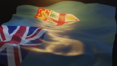 Fiji National Flag Waving Seamless Loop