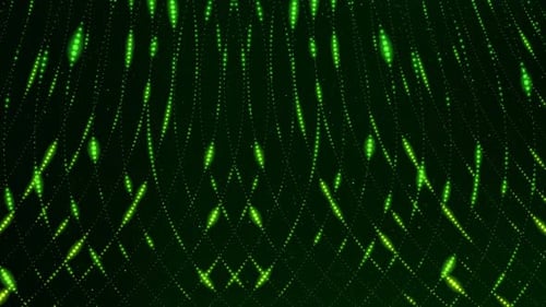 Green Color Glowing Grid Line Particle Animated Background