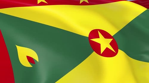 The National Flag of Grenada Waving in Realistic 3D Animation