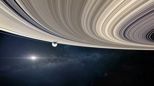 Spacecraft Navigates Through Planet Rings in Deep Space