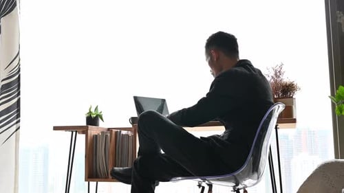 businessman typing a computer keyboard, working at the office or work from home