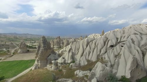 Aerial view of fairy chimneys at Urgup, Cappadocia, Turkey