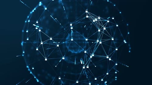 Secure Global Network Connection Plexus with Padlocks Animation