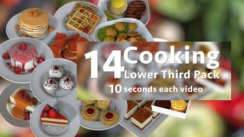 Cooking Lower Third Pack with Animated Food Icons