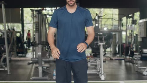 Man Doing Step-Ups at a Modern Gym