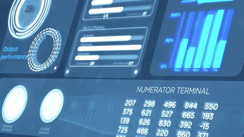 Infographic with Numbers, Charts, Data and Pie