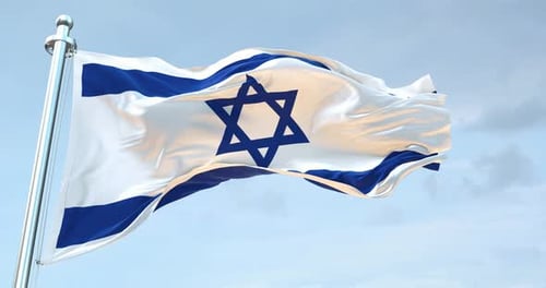 Realistic Israel Flag Waving Animation with Blue Sky