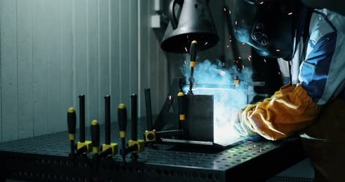 Metal Worker Welding in Metal Industry Factory