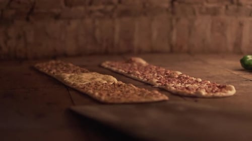Flatbreads Baking in Traditional Oven