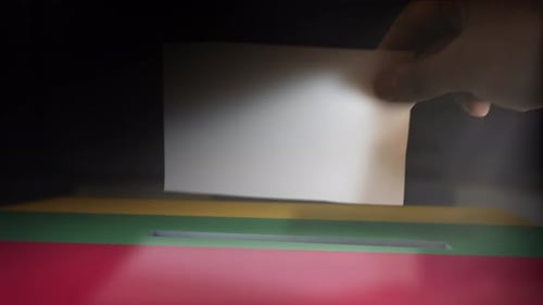 Digital Composite Hand Voting To National Flag OF Lithuania