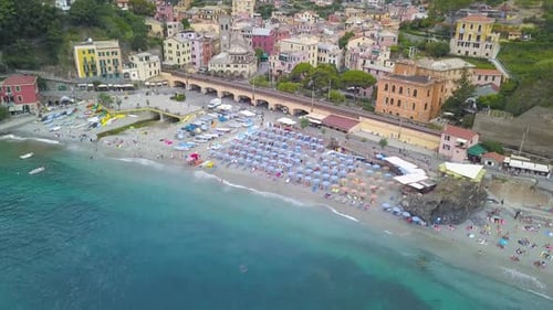 Panorama view of Monterosso al Mare village one of Cinque Terre in La Spezia, Italy