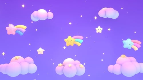 Cute Smiling Stars and Clouds with Rainbows Seamless Loop