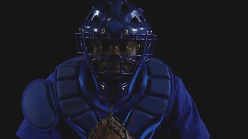 Baseball Catcher with Blue Gear