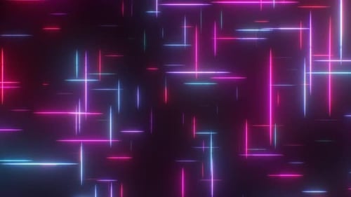 Falling Through Sci-Fi Flowing Glow Electric Neon Light Rails Tunnel