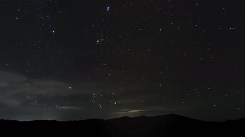Starry Night Sky Time-Lapse with Mountain Silhouette