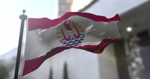 Waving Flag of French Polynesia Realistic 3D Motion Graphic
