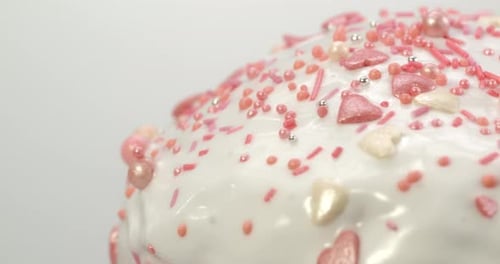 Delicious Easter Cake with Pink Sprinkles Close Up