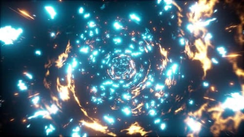 Red Flame and Blue Sparks Tunnel 4K 01
