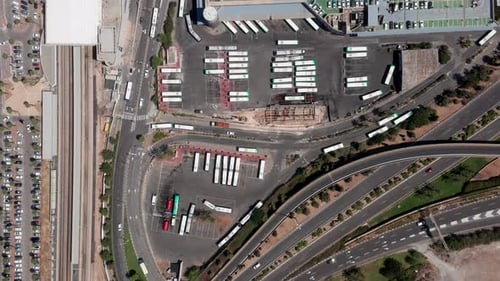 Municipal Bus terminal, Top down aerial view.
