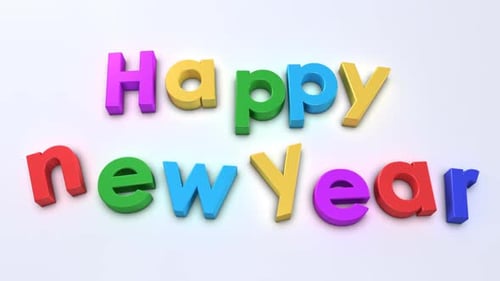 Colorful Bouncy 3D Happy New Year Kinetic Typography Reveal