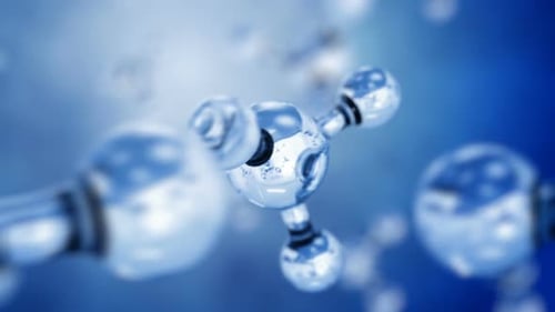 Abstract Science Background with Glossy Blue Molecules