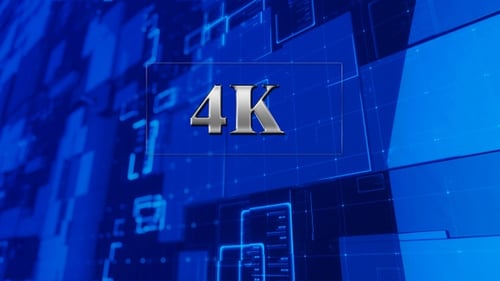 Dynamic Blue Digital Grid Background with Abstract Data Elements