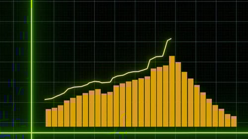 Animated Growth Bar and Line Graph on Grid Background