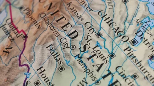 Close Up Pan of Detailed World Map